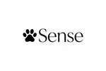 WHITE BACKGROUND BLACKWORDS, ELEGANT FRONT, add a paw 2d flat and the word "Sense"